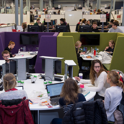 Students working in the Jack Kilby Computing Centre at Merchiston campus. 