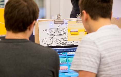 4th year Product Design class working in the studio on computers