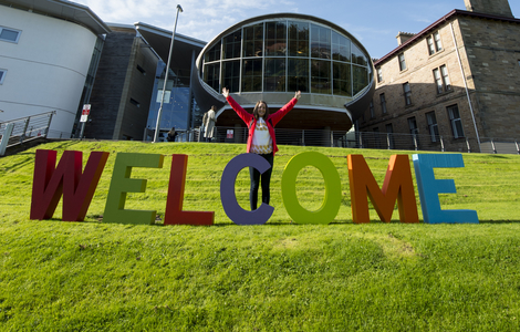 Coloured letters that spell out the word 'welcome' at Craiglockhart