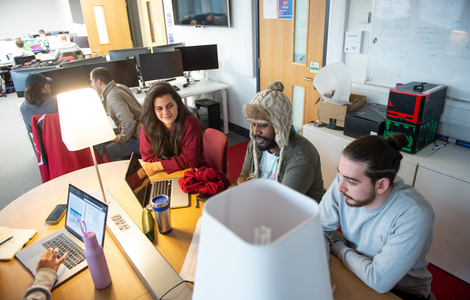 Students studying in the computing lab
