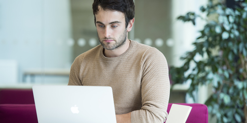 Student using a laptop