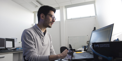 Student using a laptop