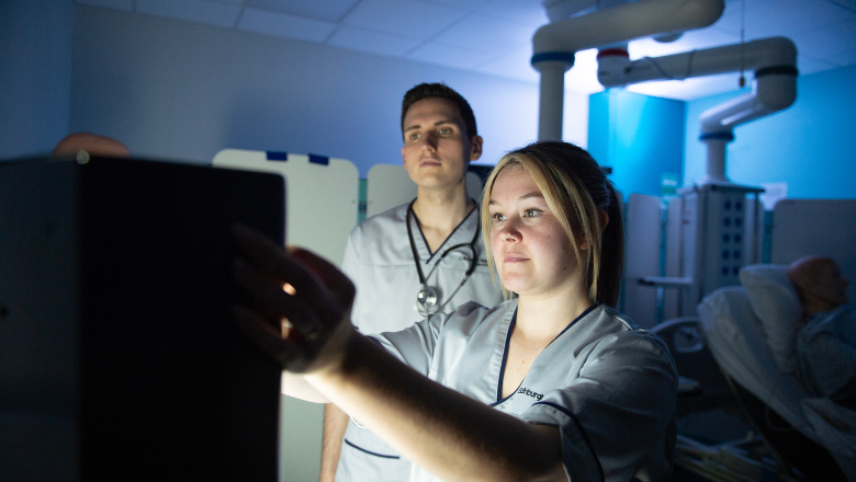 Nursing students in Edinburgh Napier’s state-of-the-art Simulation and Clinical Skills Centre