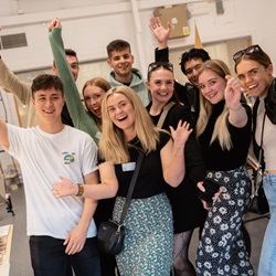 Group of students cheering