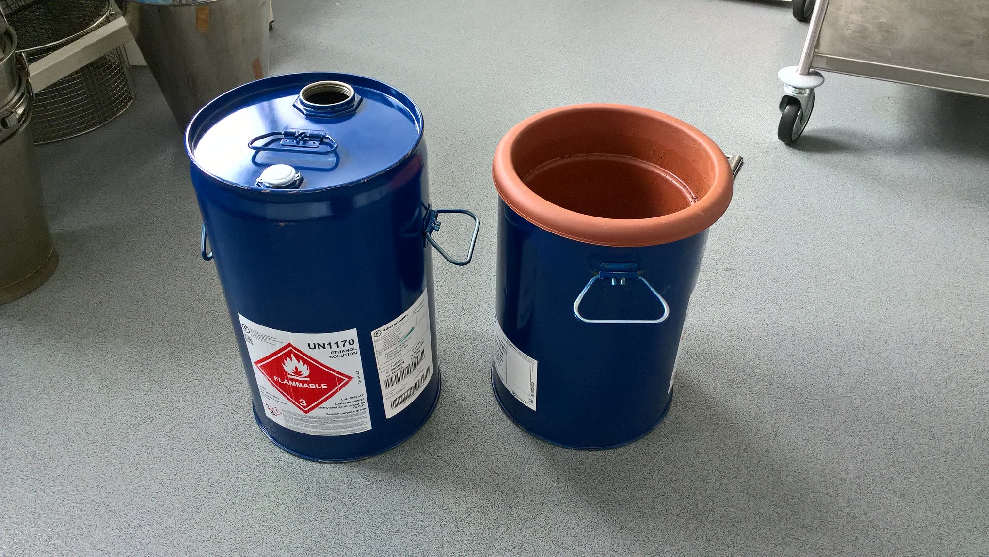 Recycled chemical drum repurposed as garden planter