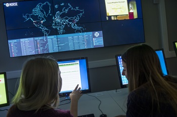 Students in a cybersecurity lab at Edinburgh Napier University