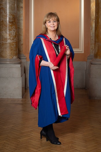 Lady Elish Angiolini posing with her honorary doctorate