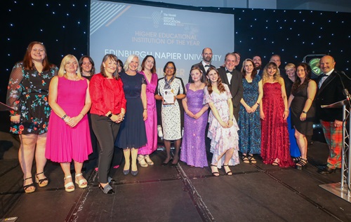 The Edinburgh Napier University attendees collecting the Higher Educational Institution of the Year award