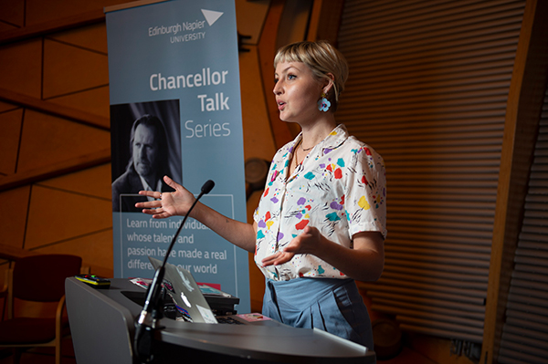 Kris Hallenga speaks at Craiglockhart