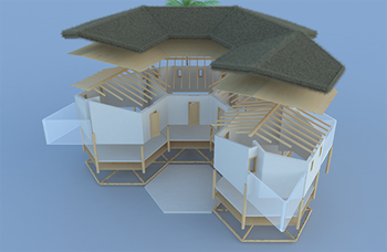 A design of Makazi shelters extended into a semi-circle