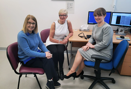 Professor Lis Neubeck, Jackie Turnball & Dr Anne Scott sitting together at the Forth Valley SCAD clinic