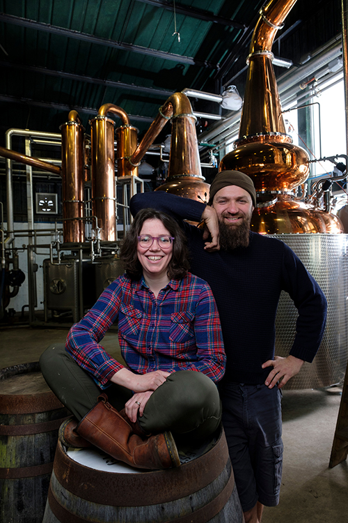Kirsty Black, Distillery Manager & Master Distiller and Christian Perez, Production Manager. Credit - Scotland Beyond Net Zero