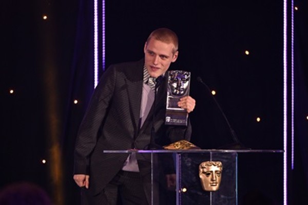 Lewis Gribben accepting his Scottish BAFTA