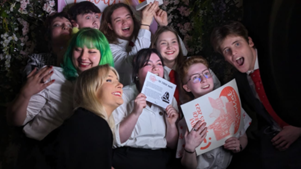 Students involved in gutterpunks winning their award