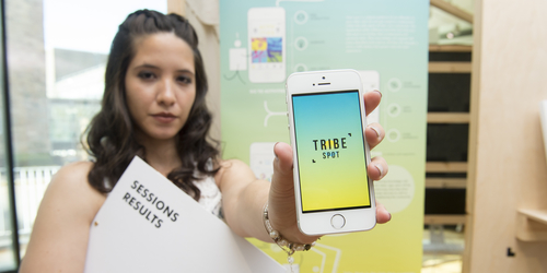 Student exhibiting at Edinburgh Napier University Degree Show 2018.