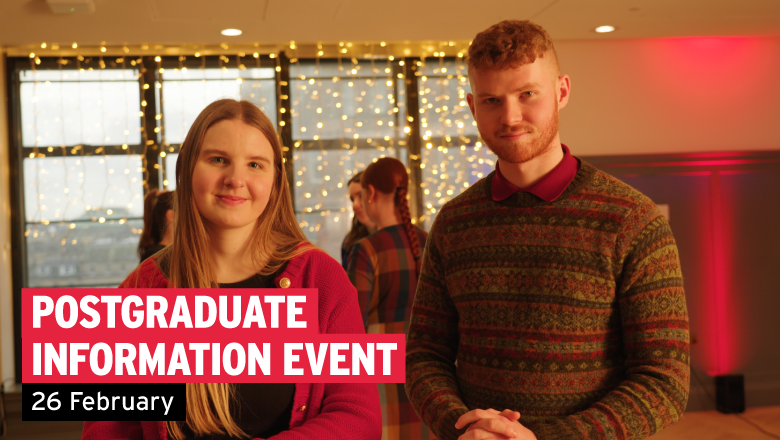 A photo of two Edinburgh Napier University students at The Johnnie Walker Experience on Princes St., attending our external Postgraduate Information Event. 